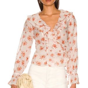 Free‎ People NWT Blush & Orange Amanda Ruffle Wrap Top Size XS & Small